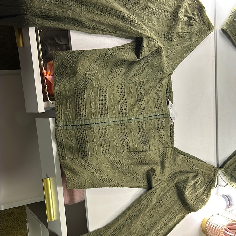 Olive Green Textured Cardigan